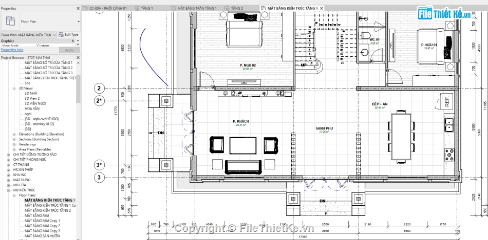 bản vẽ Biệt thự 2 tầng,kiến trúc 2  tầng,Kiến trúc Biệt thự,Revit biệt thự